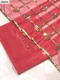 Katan Silk Shirt And Trouser With Indian Net 9MM Fiver Mirror Jaal Work With Border Coin Lace Work Dupatta 3PC Dress