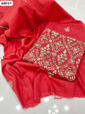 Lawn GTM Stuff Handmade LCD Gotta Daman Embroidery With Lawn Embroidered Dupatta And Plain Lawn Trouser 3PC Dress