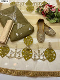 Khaadi Net Mirror Work Shirt With Organza Mirror Work Dupatta And Masoori Trouser 3PC Dress