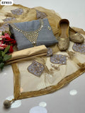 Khaadi Net Mirror Work Shirt With Organza Mirror Work Dupatta And Masoori Trouser 3PC Dress