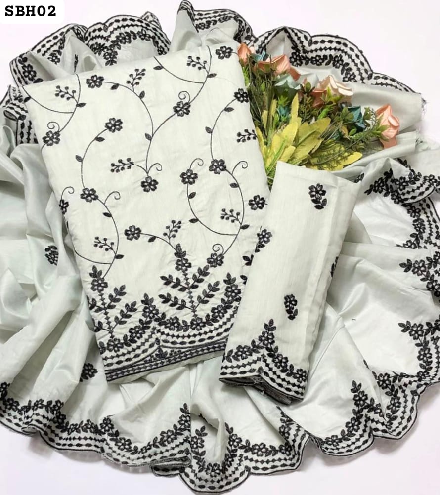 Paper Lawn Fabric Jall Cutwork Daman And Bazu Embroidered Shirt With Paper Lawn Cutwork Embroidered Dupatta 2PC Dress