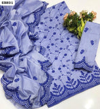Paper Lawn Fabric Jall Cutwork Daman And Bazu Embroidered Shirt With Paper Lawn Cutwork Embroidered Dupatta 2PC Dress