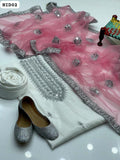 Katan Silk Mirror Work Shirt With Net Mirror Indian Lase Contrast Dupatta And Katan Silk Trouser 3PC Dress With Khussa