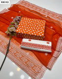 Lawn Stuff Printed Shirt With Chiffon Cross Stitch Work Heavy Pallu 4 Side Embroidered Dupatta And Lawn Embroidered Trouser 3PC Dress