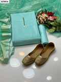 Katan Silk Plain Shirt Along Organza Lining Zarri Dupatta And Plain Katan Trouser 3PC Dress With Khussa