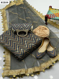 Crinkle Chiffon Sequence Work Embroidery Shirt With Organza Katrina Dupatta And Self Maoori Trouser With Same Khussa And Clutch 5PC Dress