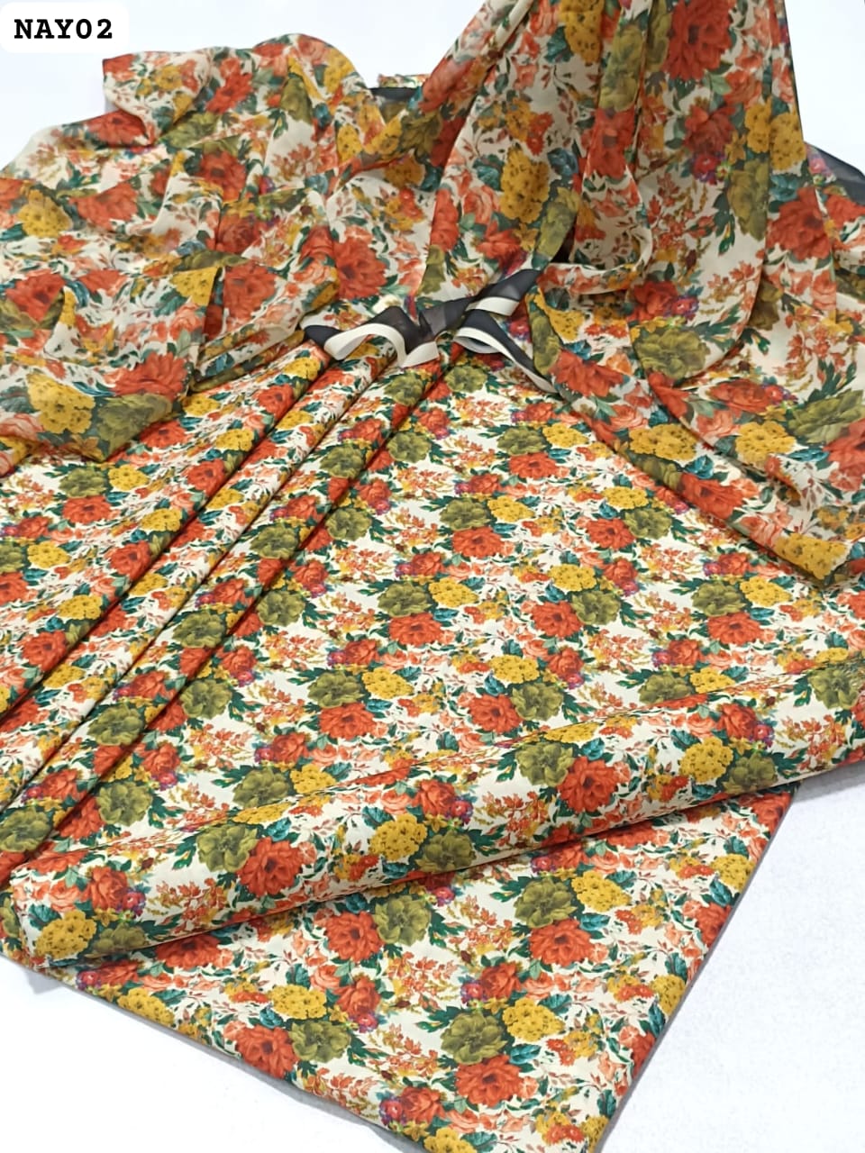 Monar Lawn Fabric Digital Printed Shirt With Digital Printed Chiffon Dupatta And Monar Lawn Digital Printed Trouser 3PC Dress