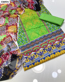 Pure 100/100 Lawn Chunri Print Shirt With Digital Print Chiffon Dupatta And Plain Lawn Trouser 3PC Dress
