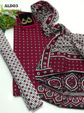 Ajrak cotton Printed Shirt With Printed Duppata And Ajrak Trouser 3Pc Dress Buttons And Earrings As a Gift