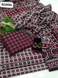 Ajrak cotton Printed Shirt With Printed Duppata And Ajrak Trouser 3Pc Dress Buttons And Earrings As a Gift