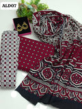 Ajrak cotton Printed Shirt With Printed Duppata And Ajrak Trouser 3Pc Dress Buttons And Earrings As a Gift
