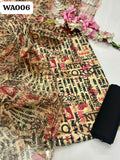 Monar Lawn Fabric Shirt With Beautiful Organza Printed Dupatta And kattan silk plain Trouser 3Pc Dress