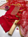 Alhamdulillah  Crinkle Chiffon Fabric Shirt With handmade mirror work gala and sleeves Indian Net Handmade Kinari Lining Dupatta With 4 Side Border Kiran Lass And Self Embossed Masuri Trouser 3pc Dress