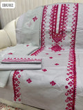 NEW ARRIVAL Sindhi Embroidery With China Sitara On Lawn Shirt With Trouser And Chiffon Dupatta 3pc Dress