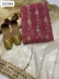 Organza Fabric front Work Shirt With Along Tissue Paani Shesha Work Duppata And Masoori Trouser 3Pc Dress With Khussa As a Gift