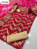 Organza Fabric front Work Shirt With Along Tissue Paani Shesha Work Duppata And Masoori Trouser 3Pc Dress With Khussa As a Gift