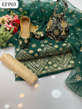 Organza Fabric Sequence Embroidered Work Shirt With Organza Sequence Embroidered Work Dupatta And Masoori Trouser 3Pc Dress With Bag and Khussa As a Gift