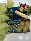 Organza Fabric Sequence Embroidered Work Shirt With Organza Sequence Embroidered Work Dupatta And Masoori Trouser 3Pc Dress With Bag and Khussa As a Gift