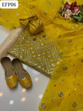 Organza Fabric Sequence Embroidered Work Shirt With Organza Sequence Embroidered Work Dupatta And Masoori Trouser 3Pc Dress With Bag and Khussa As a Gift