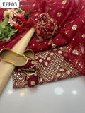 Organza Fabric Sequence Embroidered Work Shirt With Organza Sequence Embroidered Work Dupatta And Masoori Trouser 3Pc Dress With Bag and Khussa As a Gift