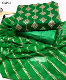 Chiifon Fabric 9mm Embroidery Work Shirt with Embroidery Dupatta And katan Silk Trouser 3pc Dress