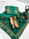 Multani 6Pc Collection Lawn Fabric Same Matching Shirt Full Embroidered Front. Back arm With Net Four Side Embroidered Border Dupatta And Lawn plain Trouser With Same Color Embroidered Khusa. Same Handmade Hanging Bracelet or Clutch