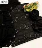 New arrivals Lawn Fabric Computer 9mm Jaal Embroidery Work Shirt With Chiffon 9mm Embroidery Work Dupatta And Lawn plain Trouser 3Pc Dress