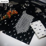 New summer collection Pure Lawn Fabric Hand Embroidery Paka Gala botiq style Neat work Shirt With Chiffon Embroidery Dupatta And Cotton Embroidery Trouser 3Pc Dress