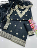 Indian Khaddi Net Fabric Arri Work Gala and Daman Shirt And Khaddi Net Aari Work Dupatta 2Pc Dress