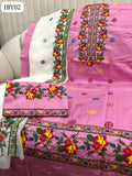LAWN FABRIC COMPUTER CROSS STITCH EMBROIDERY WITH EMBROIDERY CHIFFON DUPPATTA AND LAWN EMBROIDERY TROUSER 3PC DRESS