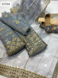 Organza Fabric Sequence Embroidered Work Shirt With Organza Sequence Beautiful Boder Work Dupatta And Masoori Trouser 3Pc Dress With Khussa As a Gift