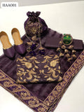 Multani 6Pc Collection Lawn Fabric Same Matching Shirt Full Embroidered Front. Back arm With Net Four Side Embroidered Border Dupatta And Lawn plain Trouser With Same Color Embroidered Khusa. Same Handmade Hanging Bracelet or Clutch