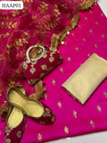 Soft Silk Fabric New boti Shirt With Pure Net Indian Patti Dupatta And Masori Trouser 3Pc Dress & Khussa and Clutch