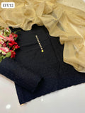Soft Lawn Chiken Kari Shirt With Chiffon kundan Work Beautiful Dupatta And Soft Lawn Chiken kari Trouser 3Pc Dress