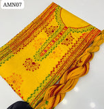 Lawn Fabric Handmade Work Shirt With Lawn Tye And Dye Dupatta And Lawn Plain Trouser 3pc Dress