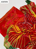 Lawn Fabric Handmade Work Shirt With Lawn Tye And Dye Dupatta And Lawn Plain Trouser 3pc Dress