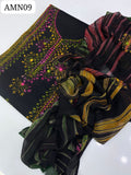 Lawn Fabric Handmade Work Shirt With Lawn Tye And Dye Dupatta And Lawn Plain Trouser 3pc Dress