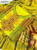 Lawn Fabric Handmade Work Shirt With Lawn Tye And Dye Dupatta And Lawn Plain Trouser 3pc Dress