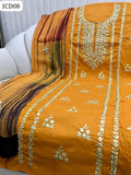 HANDMADE GOTTA WORK ON LAWN SHIRT, PLAIN TROUSER WITH EMBROIDERED TIE N DYE CHIFFON DUPPATTA 3PC Suit