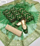Chiffon Fabric Embroidery Shirt and Organza 9mm embroidery Dupatta And Masoori Trouser 3PC Dress