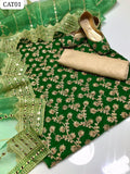 Chiffon Fabric Embroidery Shirt and Organza 9mm embroidery Dupatta And Masoori Trouser 3PC Dress