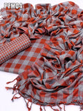 Winter Collection Stuff Wool Gatera Shirt Along Wool Check Shawl With Wool Check Trouser 3pc Dress