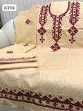 LAWN FABRIC SINDHI EMBROIDERY WITH CHINA SITARA SHIRT WITH CHIFFON DUPPATTA AND LAWN TROUSER 3PC DRESS