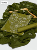 Lawn Cotton Fabric Beautiful Hand Made Gotta Work Shirt With Chiffon Hand Made Dupatta And Lawn cotton plain Trouser 3Pc Dress