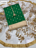 Shamoz Silk Fabric Embroidery Boti Work Shirt With Net Gota work Dupatta and Masori Trouser 3pc Dress