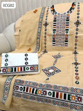 SOFT LAWN FABRIC AARI EMBROIDERY WORK SHIRT WITH EMBROIDERED CHIFFON DUPPATTA AND LAWN EMBROIDERED TROUSER 3PC DRESS