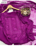 Chiffon Fabric Shadow Shisha Gula Work Shirt And Chiffon Dupatta 2 Pc Dress