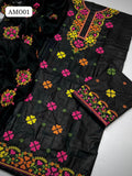 Lawn Computer Cross Stitch Work Shirt With Chiffon Embroidery Jaal Duppta And Lawn Computer Embroidery Trouser 3 Pcs Dress