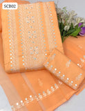 Lawn Fabric Computer Patang Buti Embroidery Work Shirt With Chiffon 2 Sides Dupatta And Embroidery Trouser 3Pc Dress