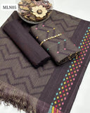 Khaadi Cotton Fabric Bindi Style Work Shirt With Khaadi Multi Colours Dupatta And Plain Trouser 3Pc Dress